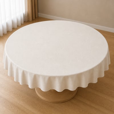 Rond tafelkleed op eettafel, luxe afgewerkt in stijlvolle stof