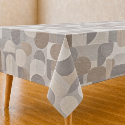 Tafelzeil met fijn grafisch patroon op een gedekte tafel