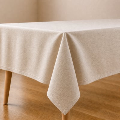 Linnenlook tafelzeil van PVC op gedekte eettafel