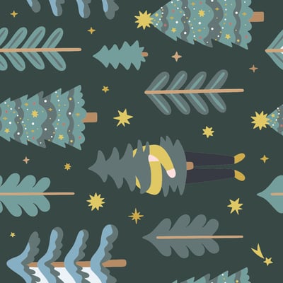 Midwinter trees green — afbeelding 2 van 3