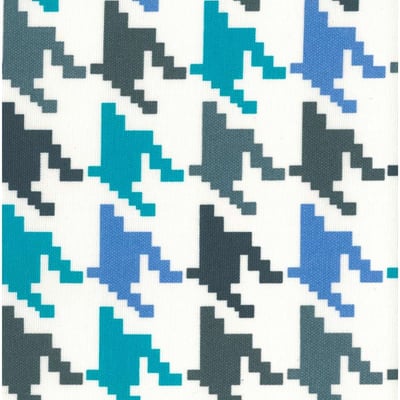 Pied de poule blauw-aqua